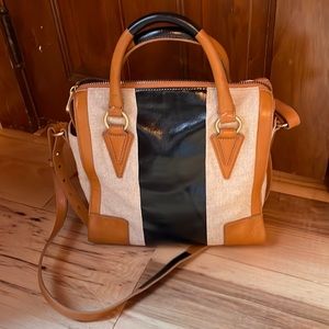 Pour La Victoire Striped canvas bag